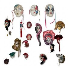 VTG Venetian Decorative Porcelain Ceramic Masks Hand Painted Wall Decor 20 diff.