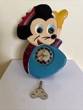 Walt Disney Mickey Mouse Miken Wall Pendulum Clock Moving Eyes 1960s VTG Retro