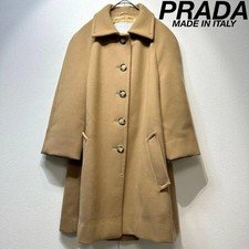 Womens Prada Wool A-line design sash collar coat size 38