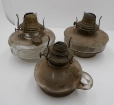 3 Old Glass Oil Lamps, Some Damage and Very Dirty