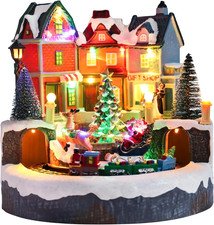Animated 9" Christmas Village Train Set with Music & Lights for Holiday Decor