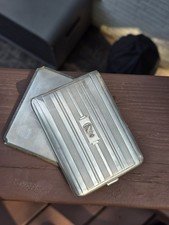 Antique Sterling Silver Cigarette Case Gold Washed Interior set bundle
