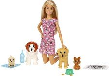Barbie Doggy Daycare Doll Pets Playset 4 Dogs Color Change Potty Damaged Box