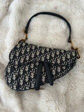 blue vintage Dior oblique jacquard saddle bag