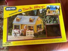 ​Breyer Stablemates Tack Shop Set Blue Roof Yellow Barn Horse Saddle
