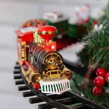 Christmas Train Sets for under the Tree, Electric Train Toy with Steam, Light &