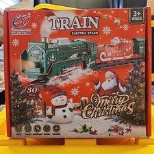 Christmas Train Set with Steam Light and Sounds Battery Powered NIB