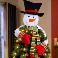 Christmas Tree Topper Snowman Hugger with Light Strips Felt Holiday Decoration