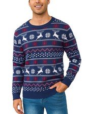 Crewhpo Men's Christmas Jumper Xmas Sweater Crew Neck Knitted Pullover Thickened