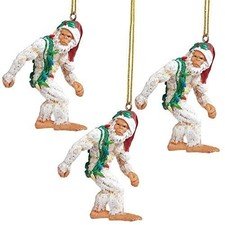 Design Toscano Abominable Snowman Yeti Christmas Tree Ornament 3 Inch White Set