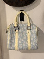 Dior Trotter Monogram Blue Satchel Top Handle Zip Lock Inner Pockets