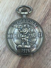 Disney Mickey Mouse 1928 Pocket Watch MK3052E Accutime Quartz Works Great!