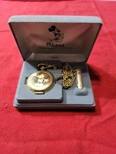 Disney ,Mickey Mouse, Pulsar, Gold Pocket Watch , New With Tags and Case , Knife