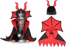 Dog Halloween Costumes Adjustable Vampire Costume with Devil Horns Comfortable H