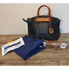 Dooney & Bourke Florentine Vacchetta Satchel Women Black Tan DE668 BL Leather
