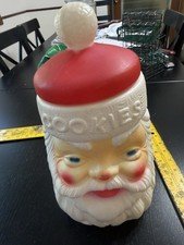 Empire Plastics Old Vintage Blow Mold Santa Head Cookie Jar 1973 Complete w/ Lid