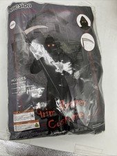 Grim Reaper Costume with Glowing Red Eyes , Scythe Included Large New
