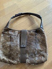 Gucci Handbag Real Fur Brown Vintage From Japan