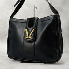 GUCCI Old GUCCI Vintage Leather One Shoulder Black Shoulder Bag