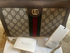 Gucci Ophidia Vintage GG Stripe Chain Shoulder Strap Bag -Beige Brown Green Red