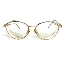 Gucci Vintage Gold Metal Oval Eyeglass Frames Detail Italy 23530