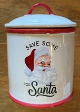 Hallmark Ceramic Christmas Cookie Jar Save Some For Santa Mid Century New NWT