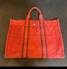 Hermes Vintage Fourre Tout MM TOTE Bag.canvas red from JAPAN.