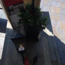 Holiday Time 4 ft Pre-Lit LED Christmas Lamp Post Outdoor Free Standing Black
