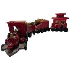 Hudson's Vintage Wooden Christmas Train Set Holiday Decoration