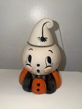 Joanna Parker Halloween Ghost Cookie Jar Spider Hat