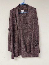 Liz Claiborne Women's Cardigan Sweater Maroon In A Size Xl with Pockets.