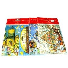Lot of 4 VTG Christmas Advent Calendar Card Size w/Envelopes