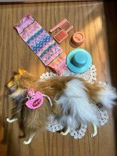 Mattel Barbie 1989 Border Collie Dog TURQUOISE Complete w/Accessories!