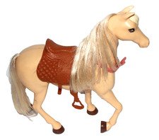 Mattel Barbie HORSE Hugs N Horses Blonde Palomino W/Saddle 2018 Used