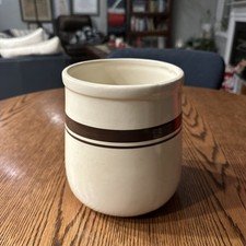 McCoy Pottery Cookie Jar Canister Brown Striped 7” No Lid Farmhouse