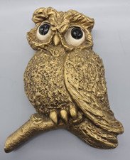 MCM Owl Branch Wall Hanging Universal Statuary USA 1967 Gold Retro