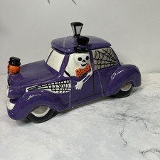New Halloween Purple Skelton Driver Driving Taxi Cab Storage Kitchen Cookie Jar