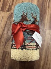 Olive & Cocoa Riding Reindeer Estate Mat 17x40 Christmas Coir Door Mat Bow NWT