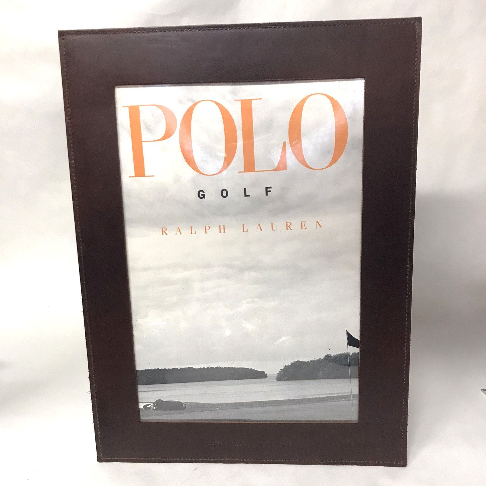 Polo Ralph Lauren Brown Leather Photo Frame Vintage Golf Advertising