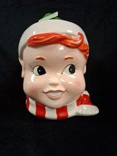 Sleigh Bell Bistro Santas Elf Head COOKIE JAR Christmas Holiday Retro Vtg Style