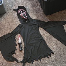 Spirit Hooded Grim Reaper Costume Complete Outfit w/ Pink Sequin Mask, M