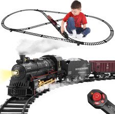 Train Set with Remote Control,Electric Train Track around Christmas Tree W/Cargo