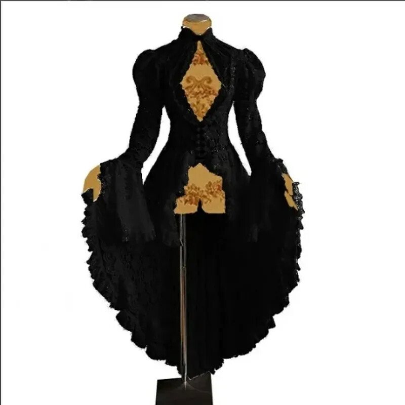 Tunic Dress Plus Size Gothic Long Breathable Lace Dres Steampunk Renaissance Hot