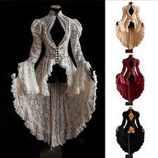 Tunic Dress Plus Size Gothic Long Breathable Lace Dres Steampunk Renaissance Hot