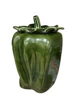 Vintage 1970s McCoy Green Bell Pepper Cookie Jar w/ Lid Excellent Condition