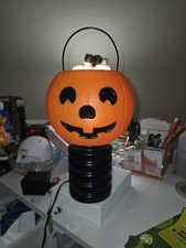 Vintage 1985 Blow Mold Halloween P.A.C Light-Up Pumpkin Jack O Lantern USA