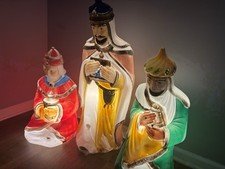 Vintage 3 Wisemen Three Kings Blow Mold Christmas Nativity Lot 3 READ