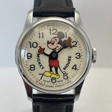 Vintage Bradley Mickey Mouse Swiss Made Mechanical Manual Wind Watch 29.5mm