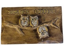 Vintage Ceramic Owl Wall Decor Hanging 3 Brown Owls On Branch Nobody's Perfect