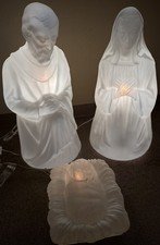 Vintage General Foam White Nativity 3 Piece Set 28” Lighted Blow Mold Christmas